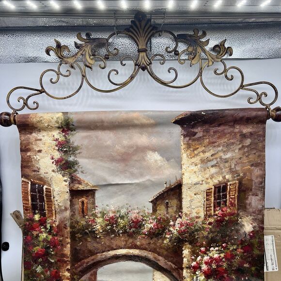 Wrought Iron Topper Italian Archway To The Sea Hand-Painted Canvas 26" X 47” NIB - Picture 2 of 9